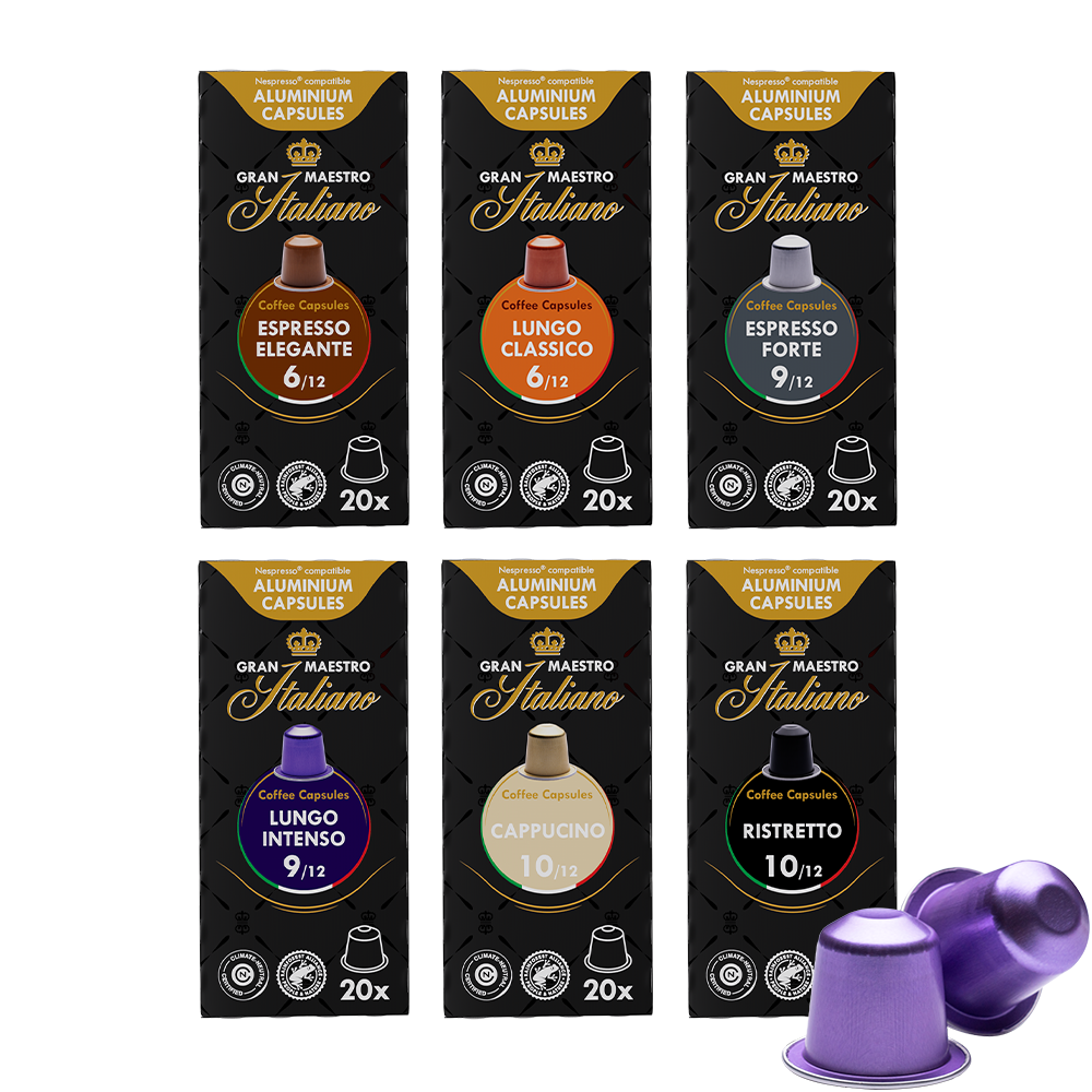 Proefpakket Italiaanse favorieten - 120 koffiecups Voordeelprijs € 25.00