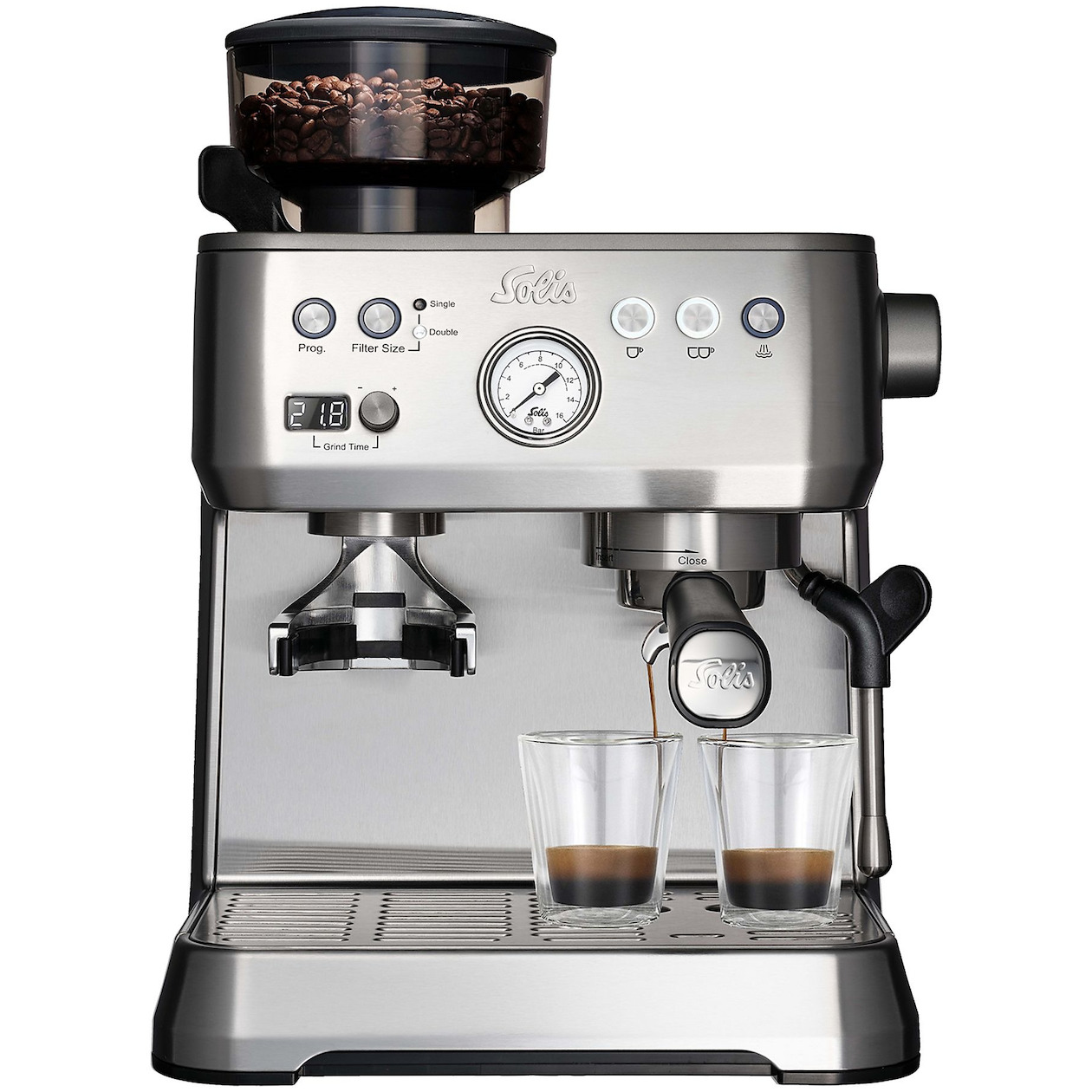 Solis 1019 Grind & Infuse Perfetta Espresso apparaat Grijs