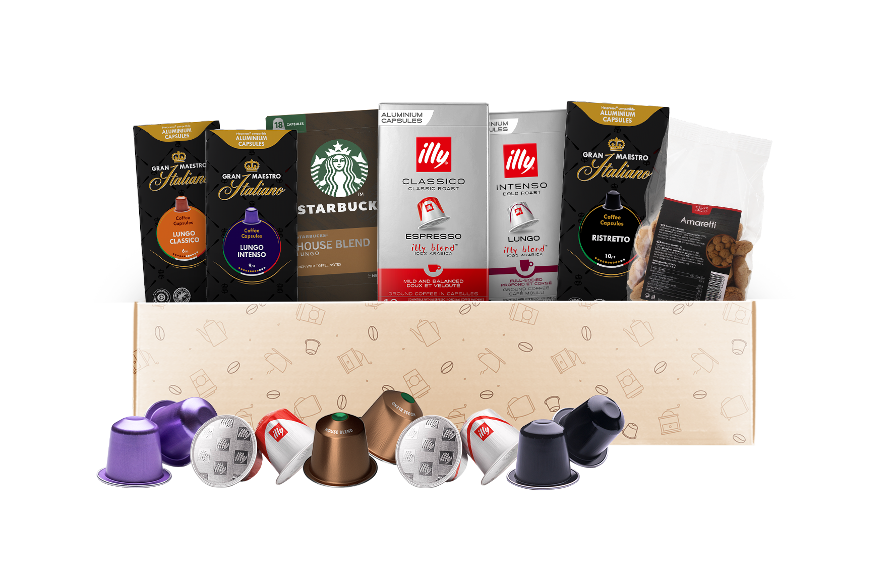 Welkomstpakket Topfavorieten - 98 koffiecapsules Voordeelprijs € 29.95