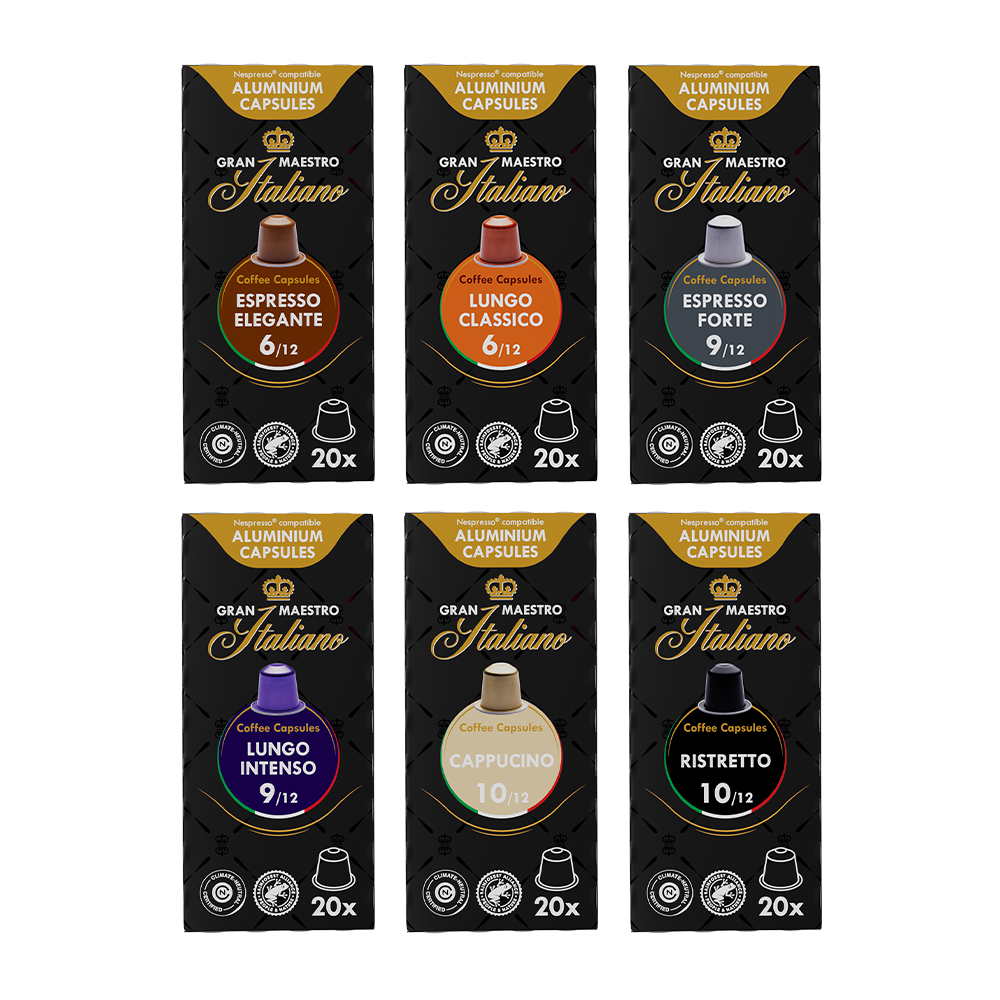 Proefpakket Italiaanse favorieten - 120 koffiecups Voordeelprijs € 27.00
